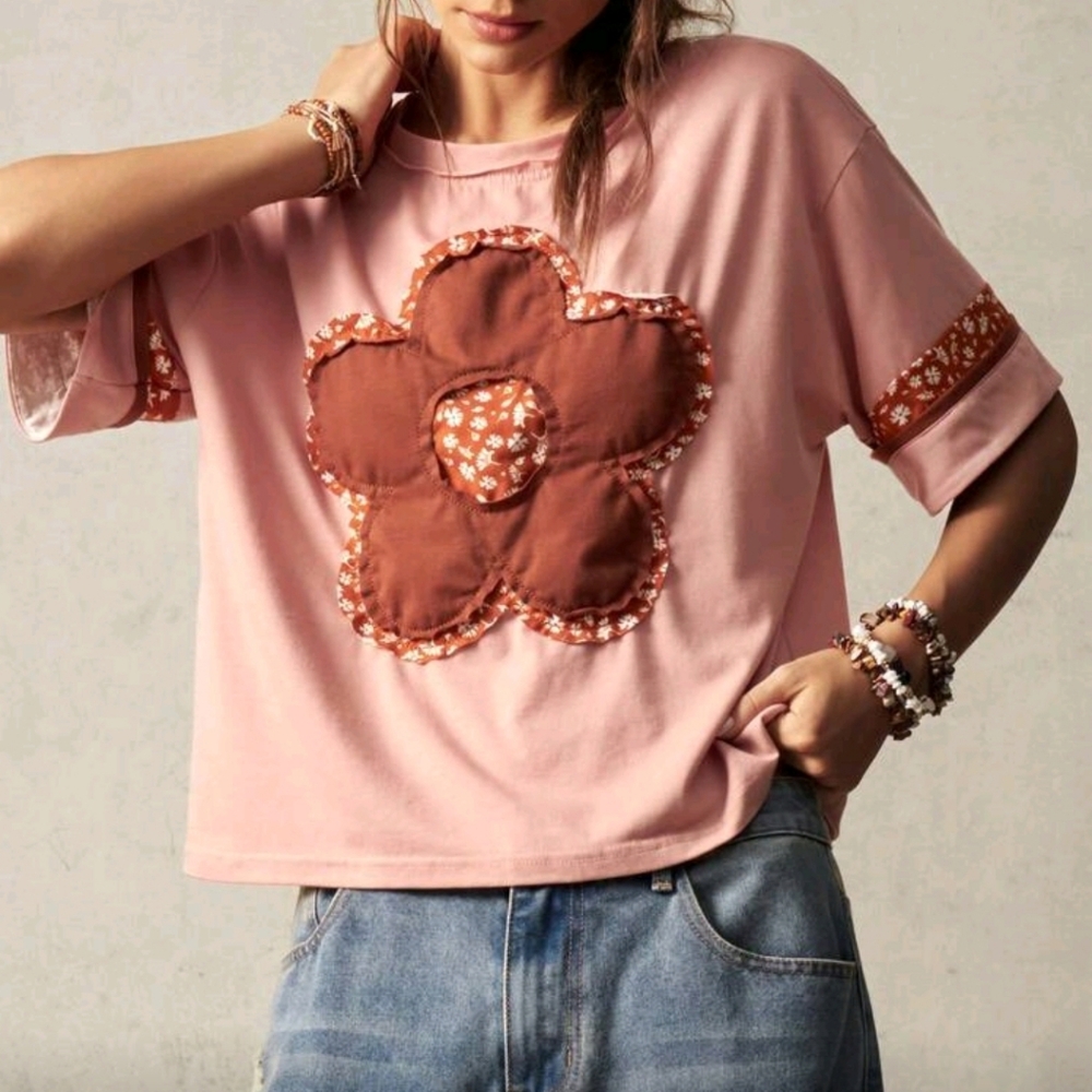 Pink Floral Patchwork Top